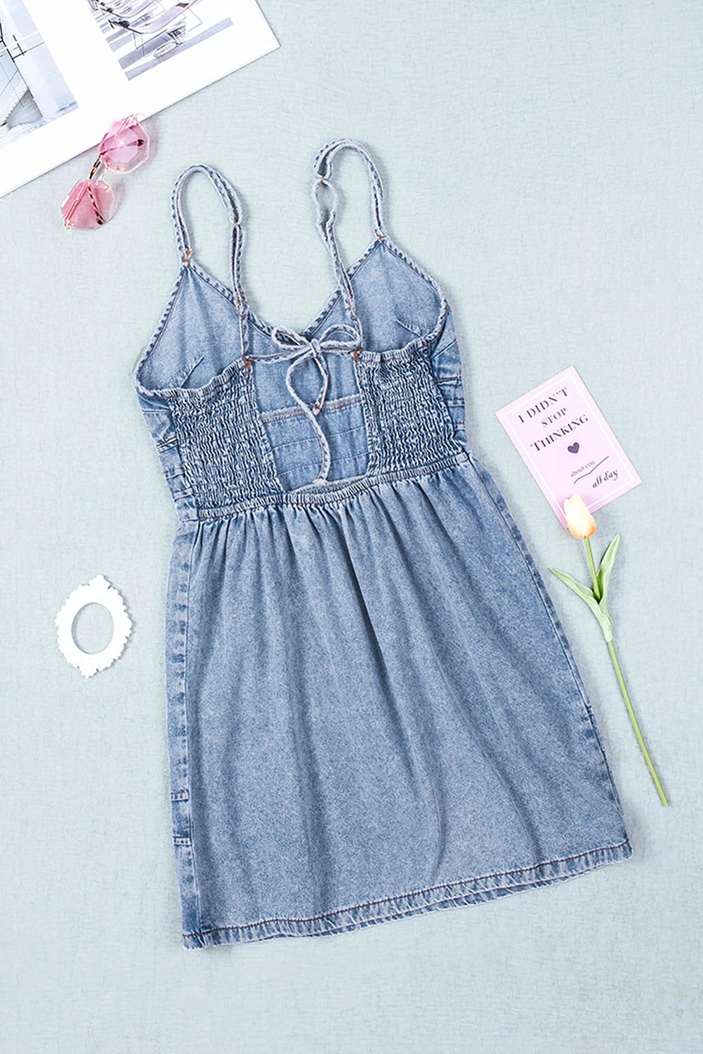 Backless Mini Denim Dress