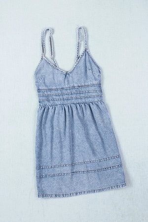 Backless Mini Denim Dress