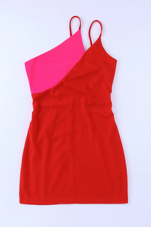 Red/Pink Bodycon One Shoulder Dress